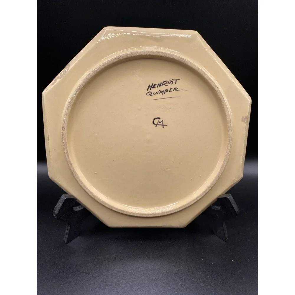 Henriot Quimper Soleil Yellow C. Maillard Octagonal Trivet Bretonne Woman Child